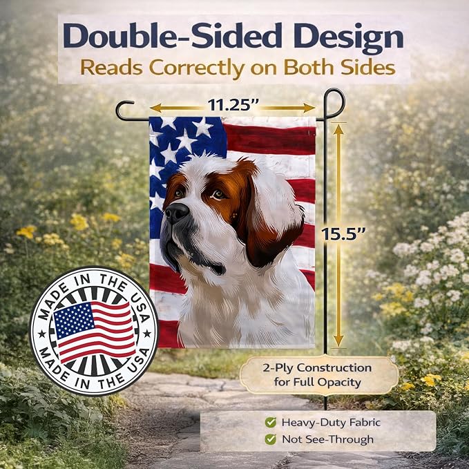 Caroline's Treasures CK6393GF Alpine Mastiff American Flag Garden Flag Mailbox Flag Decorative Yard Flag Banner Outside Patio Artwork Yard Flower Beds, Garden Size, Multicolor