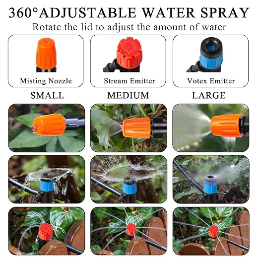 520FT Drip Irrigation System Kit, Automatic Drip Irrigation Kit with 1/2 inch Hose 1/4 inch Distribution Tubing and Accessories for Greenhouse, Yard, Lawn