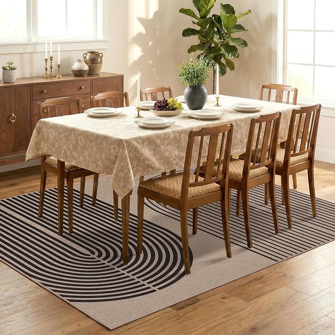 GarveeHome Modern Rainbow 8x10 Easy Jute Area Rug for Living Room -Farmhouse Indoor/Outdoor Carpet, Non-Slip & Non Shedding for Bedroom, Dining Room, Office, Backyard Patio