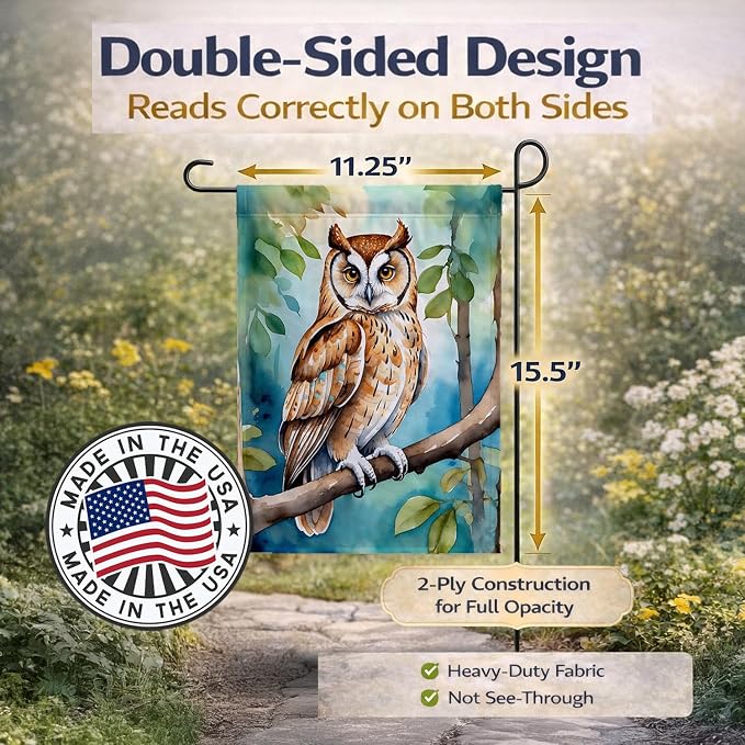 Caroline's Treasures Oriental Bay Owl Garden Flag Mailbox Flag Decorative Yard Flag Banner Outside Patio Artwork Yard Flower Beds, Garden Size, Multicolor