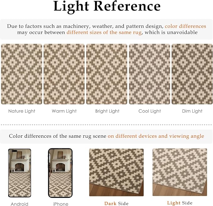 Brown 8x10 Washable Area Rug Living Room Non Slip Large Carpet | Soft, Low Pile, Easy Clean, Modern Rugs for Bedroom, Office, Nursery, Dining Room, Kids Room