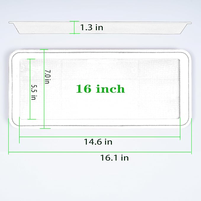 VUWEZ 4 Pack of Plastic Plant Tray Saucer Rectangular 16 inch, Plant Trays Saucers for Indoors Outdoor, Plant Water Drip Tray for Flower Pot Planter, Windowsill Plant Tray (7.0 X 16.1'', Black)