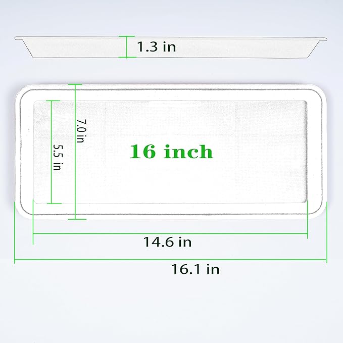 VUWEZ 2 Pack of Plastic Plant Tray Saucer Rectangular 16 inch, Plant Trays Saucers for Indoors Outdoor, Plant Water Drip Tray for Flower Pot Planter, Windowsill Plant Tray (7.0 X 16.1'', Black)