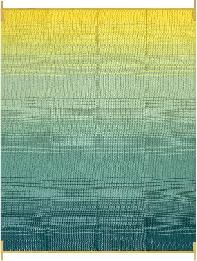 Anidaroel 8x10ft Ombre Outdoor Rug for Patios Clearance, Waterproof Camping Rug for Outside RV, Plastic Straw Outside Rugs, Large Outdoor Area Rug for Garden, Camper(Yellow&Green,8'x10')