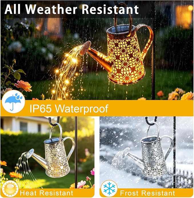 VOOKRY Solar Watering Can Lights, Large Retro Metal Hanging Solar Lights Outdoor Waterproof, Gifts for Women Mom Grandma Birthday, Outside Yard Garden Porch Lawn Patio Decoration, Warm White