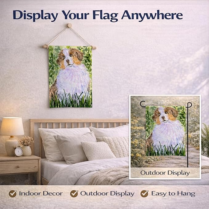 Caroline's Treasures SS8844GF Australian Shepherd Garden Flag Mailbox Flag Decorative Yard Flag Banner Outside Patio Artwork Yard Flower Beds, Garden Size, Multicolor