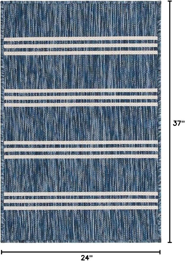 Unique Loom Outdoor Collection Area Rug - Anguilla (2' x 3' 1' Rectangle, Blue/ Ivory)