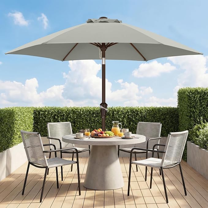 ABCCANOPY 7.5FT OutdoorPatio Umbrella, UV Protection Table Umbrella w/Crank for Easy Set Up, Suitable for Garden, Lawn, Deck & Backyard (Gray)