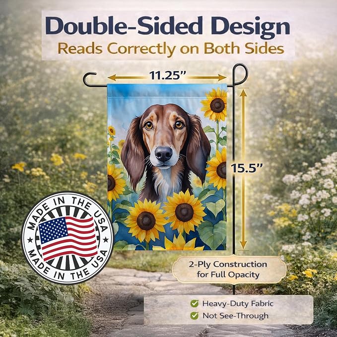 Caroline's Treasures DAC6152GF Saluki in Sunflowers Garden Flag Mailbox Flag Decorative Yard Flag Banner Outside Patio Artwork Yard Flower Beds, Garden Size, Multicolor