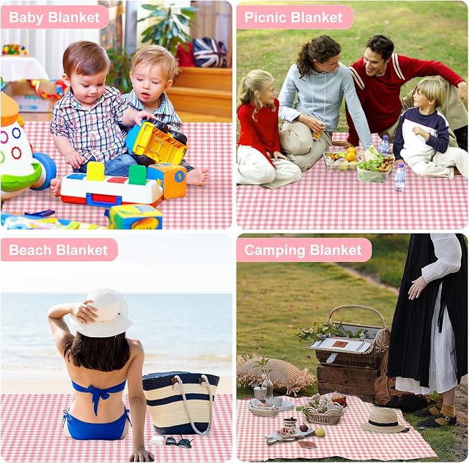 4 Pcs Disposable Outdoor Picnic Blankets 70.9''x70.9'' Portable Pocket Blanket Foldable Waterproof Picnic Mats Sandproof Beach Blanket with Ground Spikes for Beach Travel Hiking Camping