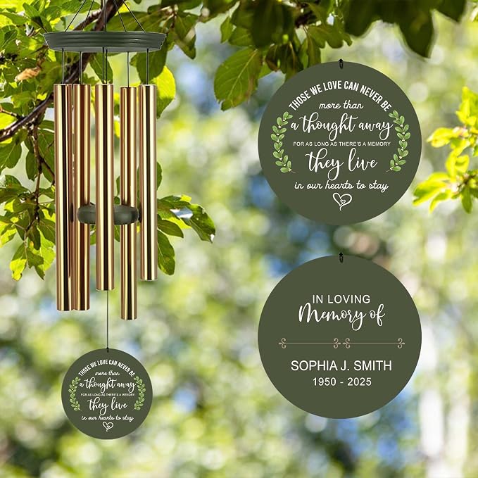 ASTARIN Memorial Wind Chimes for Loss of Loved One/Mother Personalized, Bereavement Wind Chimes Gift for Funeral, Indoor/Outdoor Windchime 30/36 inch(Produced in Texas)