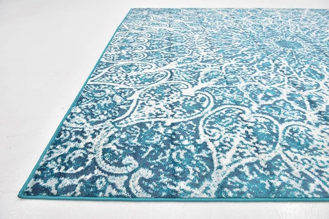 Unique Loom Sofia Collection Area Rug - Grace (8' Square, Turquoise/ Ivory)