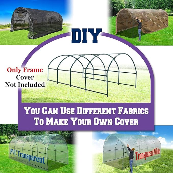 YardGrow Greenhouse Frames for Larger Hot Garden House Support Arch Frame Climbing Plants/Flowers/Vegetables (20'x10'x7')