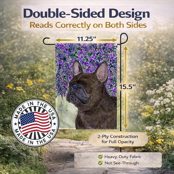 Caroline's Treasures SS8676GF French Bulldog Garden Flag Mailbox Flag Decorative Yard Flag Banner Outside Patio Artwork Yard Flower Beds, Garden Size, Multicolor