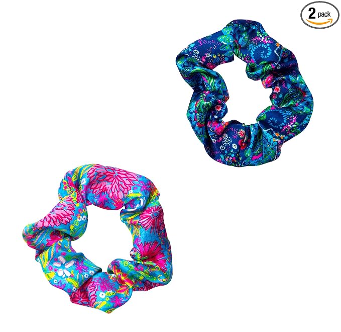 Lilly Pulitzer Scrunchie Set, 2-Pack Satin Scrunchies, Cute Hair Ties for Women and Girls, Take Me to the Sea and Walking on Sunshine