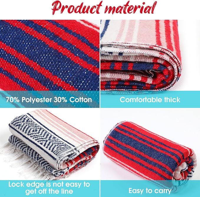 Oudain 10 Pack Mexican Blankets 45 x 70 Inch Woven Serape Throw Blanket, Baja Yoga Blanket for Beach Picnic Camping Boho Couch Decor Travel Outdoor (Neutral Color)