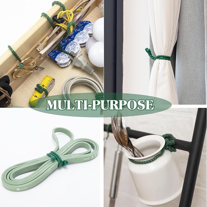 24PCS 4-Inch, 12-Inch, 18-Inch Silicone Cable Ties, Bendable Rubber Twist Ties, Reusable Twist Ties for Cords, gear ties for Organizing, Bundling (Pine green)