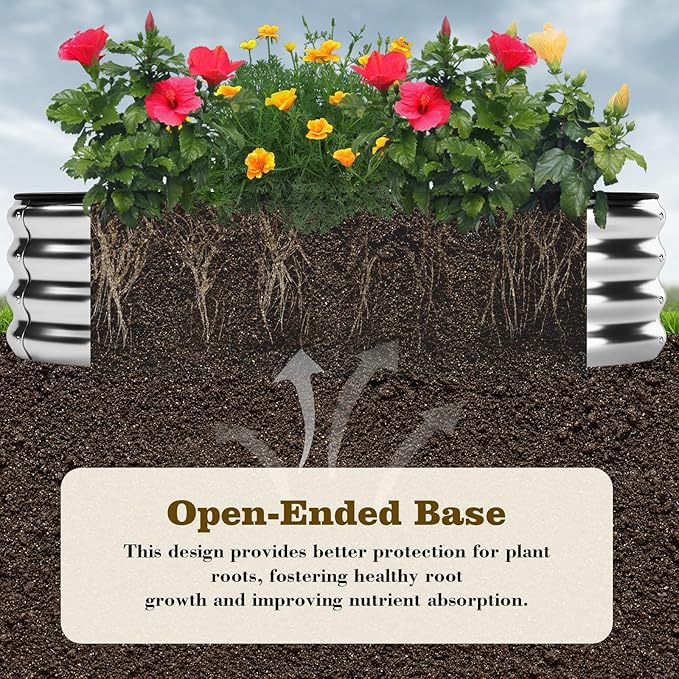 ZFHgarden Galvanized Metal Planter Raised Garden Bed Kit for Gardening Outdoor，4x2x1ft 2 Planter Grow Garden Box Raised Flower Bed，Long Vegetable Clearance Herb Raised Garden Beds for Gardening Metal