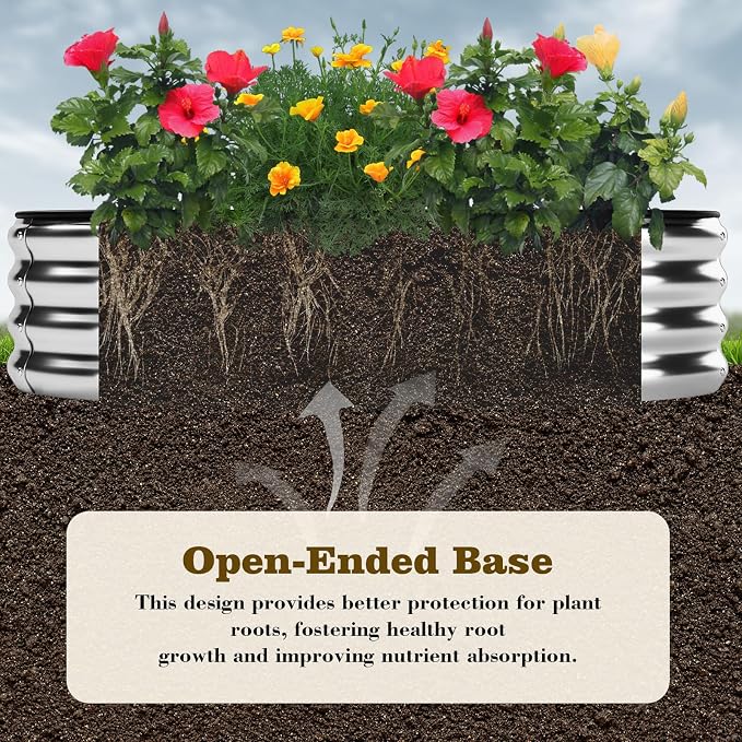 ZFHgarden Galvanized Metal Planter Round Raised Garden Bed Kit for Gardening Outdoor Grow Garden Box Raised Flower Bed Round Galvanized Planter Outdoor 2PC 3x3x1ft