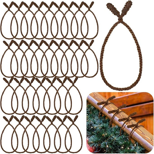 Zhengmy 32 Pcs 20 Inches Christmas Garland Ties Christmas Decorative Twist Ties for Banister Reusable and Flexible Twist for Xmas Home Decorations Holiday Craft Wrapping (Brown)