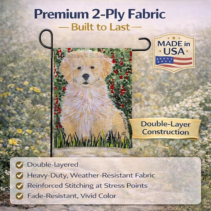 Caroline's Treasures SS8857GF Golden Retriever Garden Flag Mailbox Flag Decorative Yard Flag Banner Outside Patio Artwork Yard Flower Beds, Garden Size, Multicolor