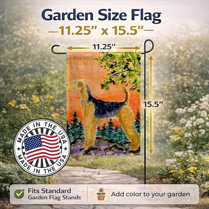 Caroline's Treasures SS8850GF Airedale Garden Flag Mailbox Flag Decorative Yard Flag Banner Outside Patio Artwork Yard Flower Beds, Garden Size, Multicolor