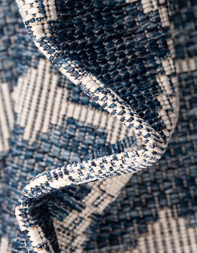 Unique Loom Outdoor Trellis Collection Area Rug - Traliccio (2' 11" x 10' Runner, Blue/ Ivory)