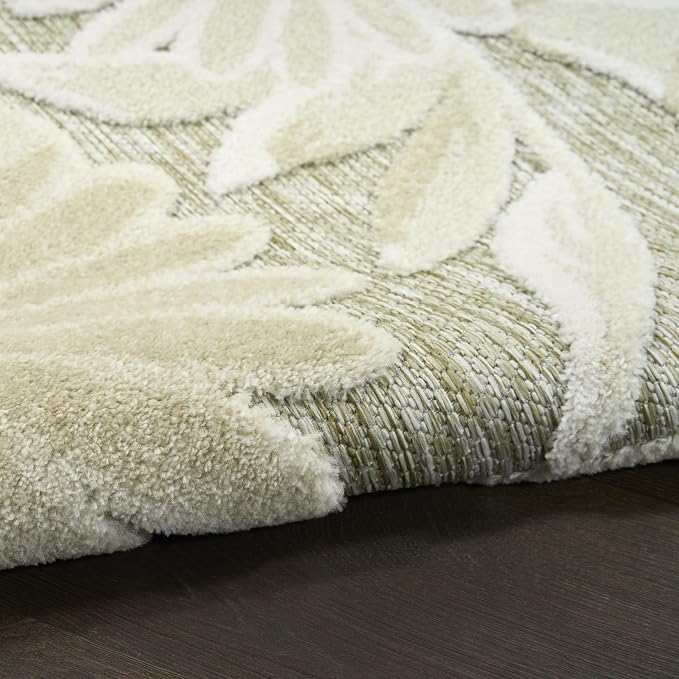 Nourison Home Aloha Ivory Sage 9' x 12' Area Rug - Easy Clean, Non Shedding, Bed Room, Living Room, Dining Room, Kitchen (9' x 12')