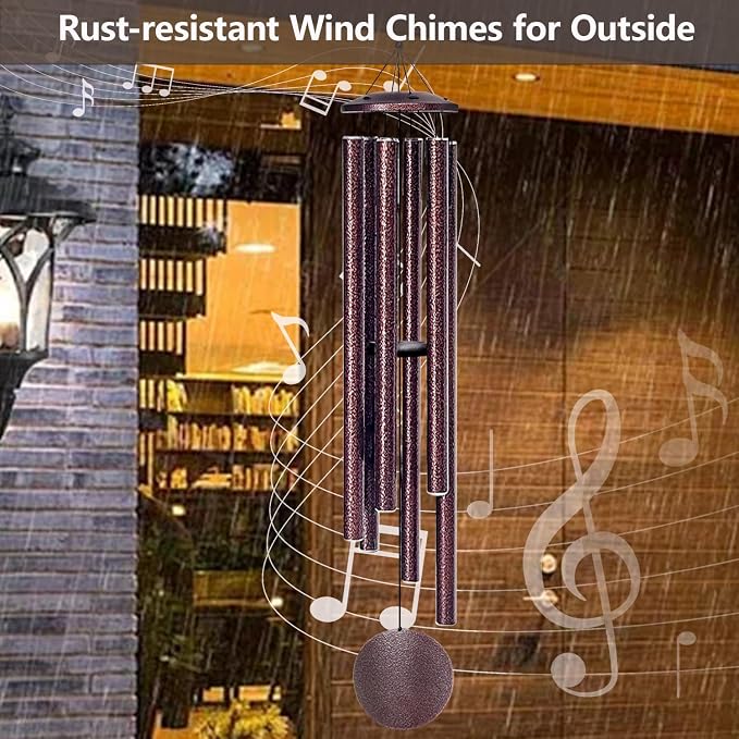 66" Wind Chimes for Outside Deep Tone - 6 Thicken Tubes Large Wind Chimes for Outdoor, Gifts for Mothers Day, Women, Mom, Grandma, Sympathy, Big Windchimes for Garden and Patio(Bronze)