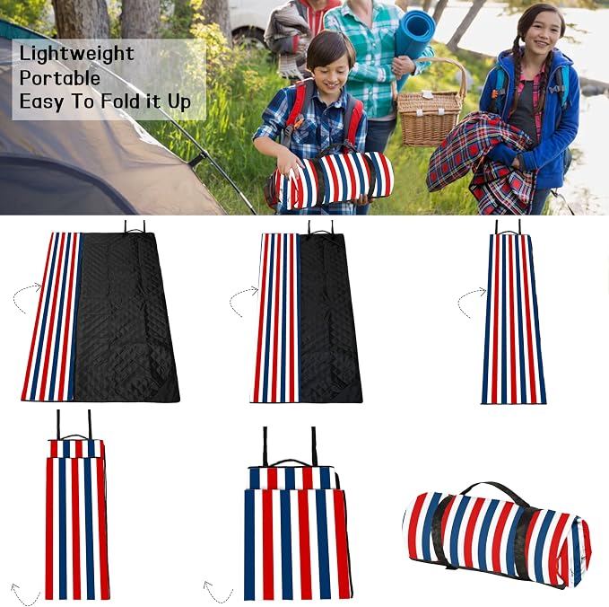 Picnic Blankets Beach Blanket 80" X 80" Extra Large Waterproof Camping Blankets Portable Outdoor Mat 3-Layer Blanket for Beach, Hiking, Park, Music Festival, Grass Lawn,Travel