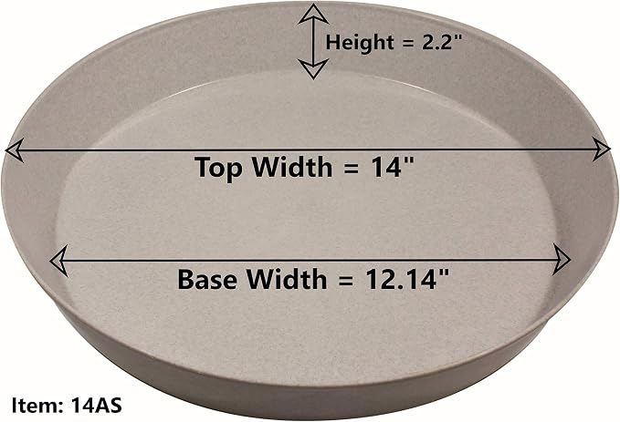14 Inch (12.14 Inch Base) Case of 5 Plant Saucer, Black | Polypropylene, Heavy Duty Indoor/Outdoor, Drip Pan & Tray, Collects Excess Water, Made in USA