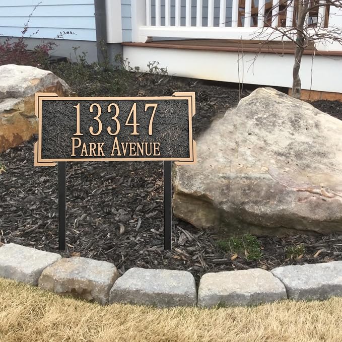 Address Sign Lawn Mounted - Custom House Number Plaque Sign,House Address Numbers for Outside House,Yard,Garden,Grass,Ground,Drive Way,Lawn, 4 Colors,12''x 5''