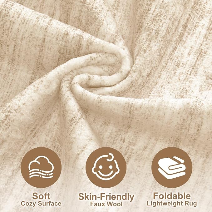 Nakagishi Boho 8x10 Area Rug Living Room Rugs Machine Washable Beige | Soft, Pet & Kid Friendly, Carpet for Living Room/Bedroom/Office/Kitchen/Nursery, Daily Home Decor Stain Resistant Moroccan