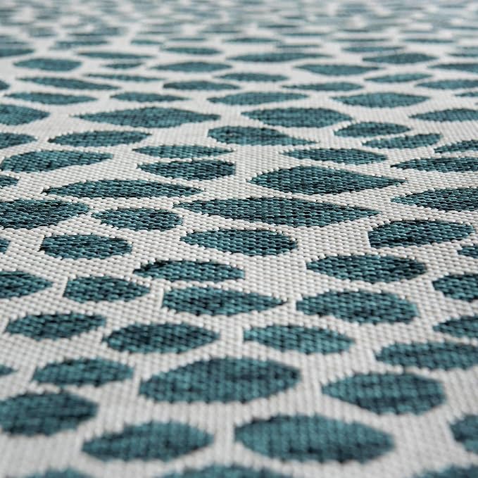 Unique Loom Outdoor Collection Area Rug - Cape Town (4' 1' Round, Teal/ Ivory)