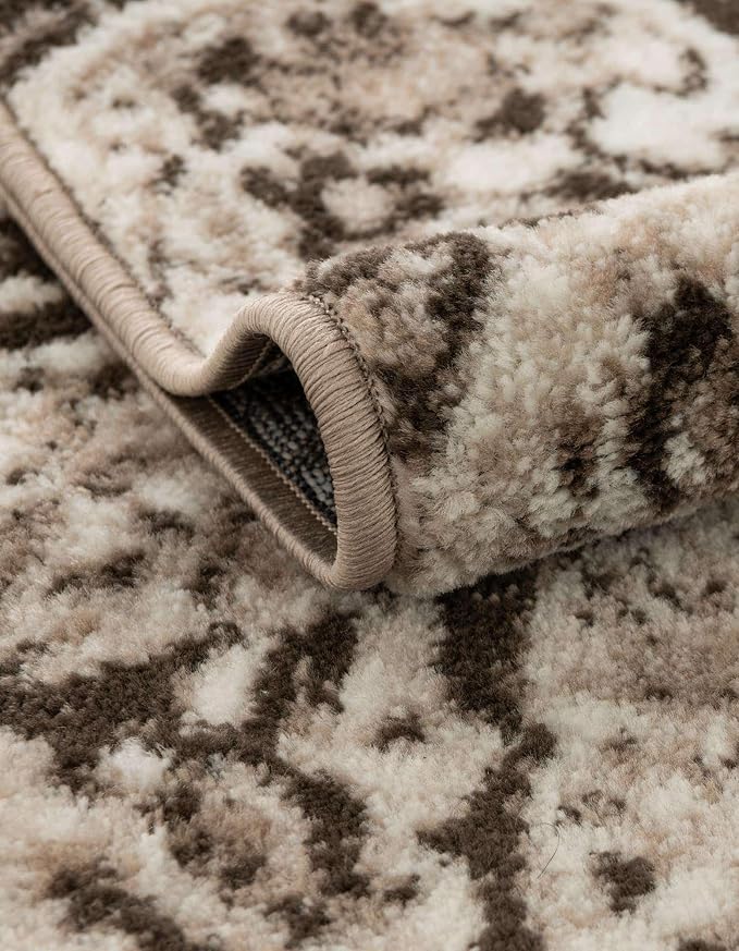 Unique Loom Sofia Collection Area Rug - Grace (5' Round Brown/Ivory)