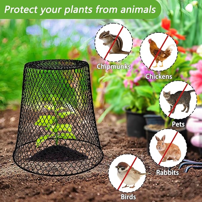 12Pcs Chicken Wire Cloche Plant Covers,Durable Garden Cloches for Plants,Metal Netting Plant Protectors from Animals for Keeping Bunnies Chicken Squirrels Birds Other Out