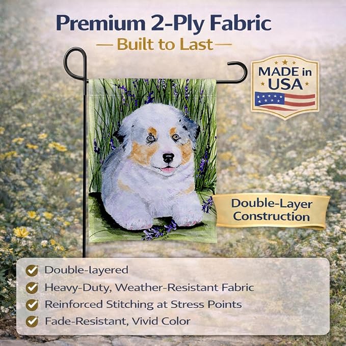 Caroline's Treasures SS8005GF Australian Shepherd Garden Flag Mailbox Flag Decorative Yard Flag Banner Outside Patio Artwork Yard Flower Beds, Garden Size, Multicolor