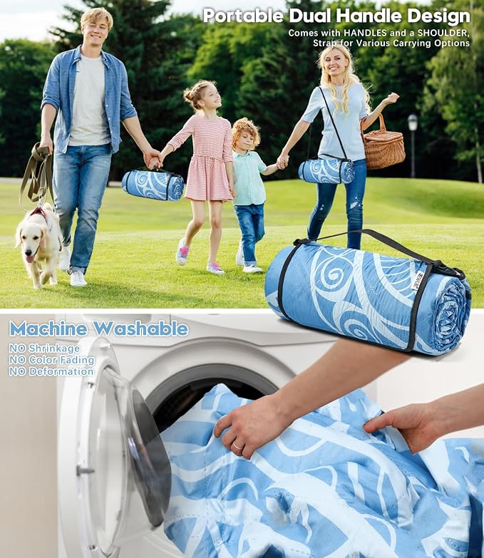 DEWUR Picnic Blankets 79"x79" Extra Large Outdoor Blanket Beach Blanket Waterproof SandProof Picnic Mat Washable Foldable Portable for Grass Lawn Beach Camping