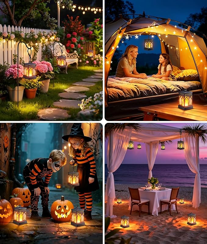 KOOPER Solar Lanterns Outdoor Waterproof, Two Modes Hanging Solar Lantern Lights for Outside, Auto ON/Off Lanterns Decorative Outdoor for Garden Table Yard Path Tree Patio Lawn Decor, Gifts, 2 Pack