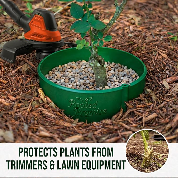 12 Inch Wrap-Around Adjustable Planting Grow Rings | 3 Pack | Green | Install Around Existing Plants | Square Foot Gardening | Trimmer Protection and Mulch Barrier | Heavy Duty | Made in USA