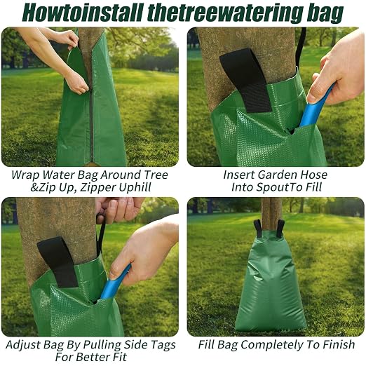 Tree Watering Bags Slow Release:20 Gallon - Reusable Water Bags for Trees - Slow Lrrigation Suitable for Newly Planted or Established Trees in Hot Weather（5 Pack）