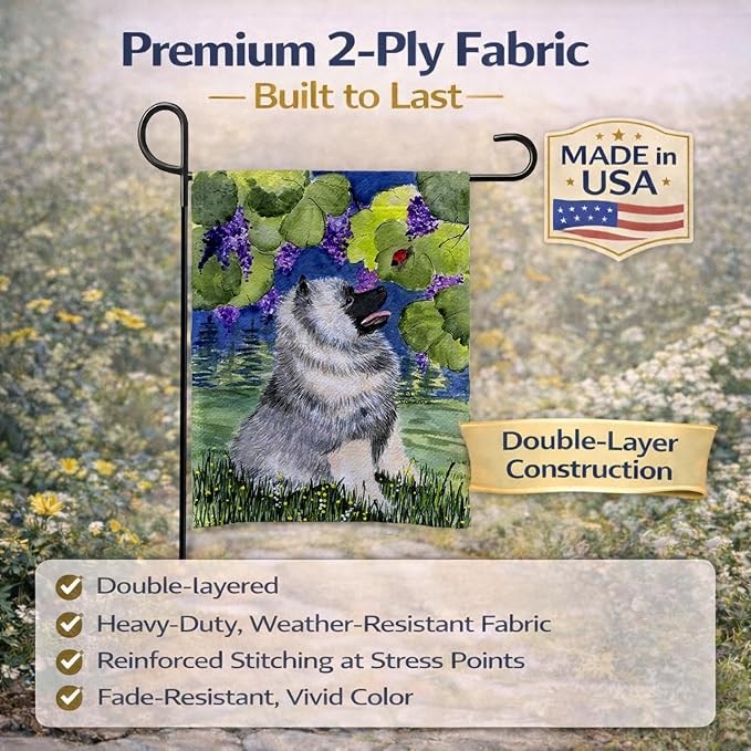 Caroline's Treasures SS8249GF Keeshond Garden Flag Mailbox Flag Decorative Yard Flag Banner Outside Patio Artwork Yard Flower Beds, Garden Size, Multicolor