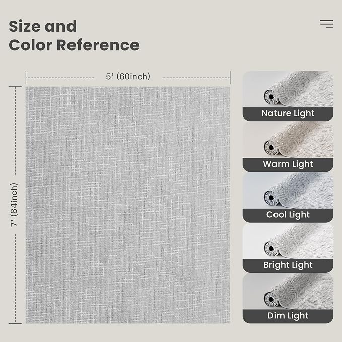 Valenrug Washable Rugs 5x7, High-Low Pile Area Rugs for Living Room, Grey | Soft Fluffy Textured Design Non Slip & Lighweight, Folable, Stain Resistant Floor Carpet Rug for Bedroom, Dining Room, Office