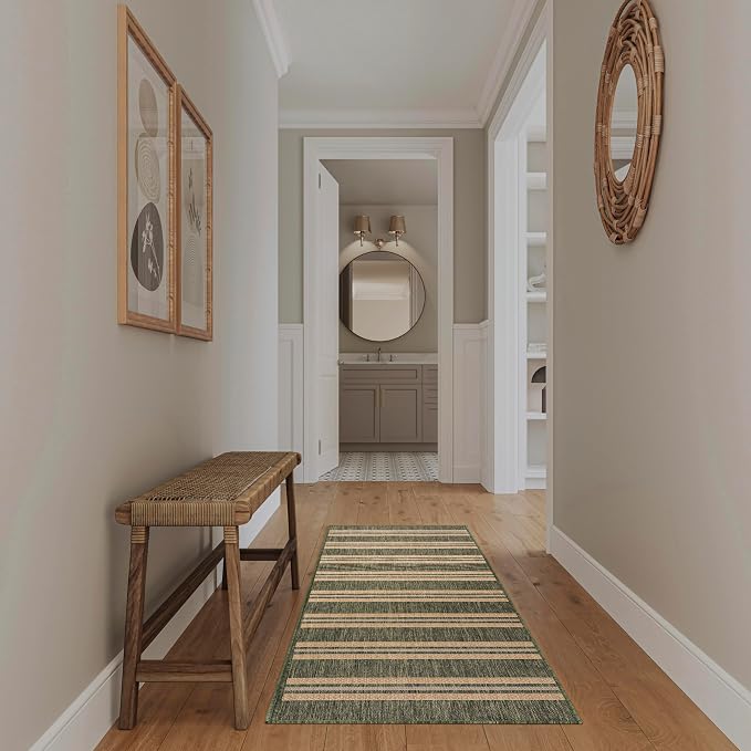 Nourison Home Horizon Indoor/Outdoor Green 2' x 6' Area Rug - Easy Clean, Non Shedding, Bed Room, Living Room, Dining Room, Kitchen (6' Runner)