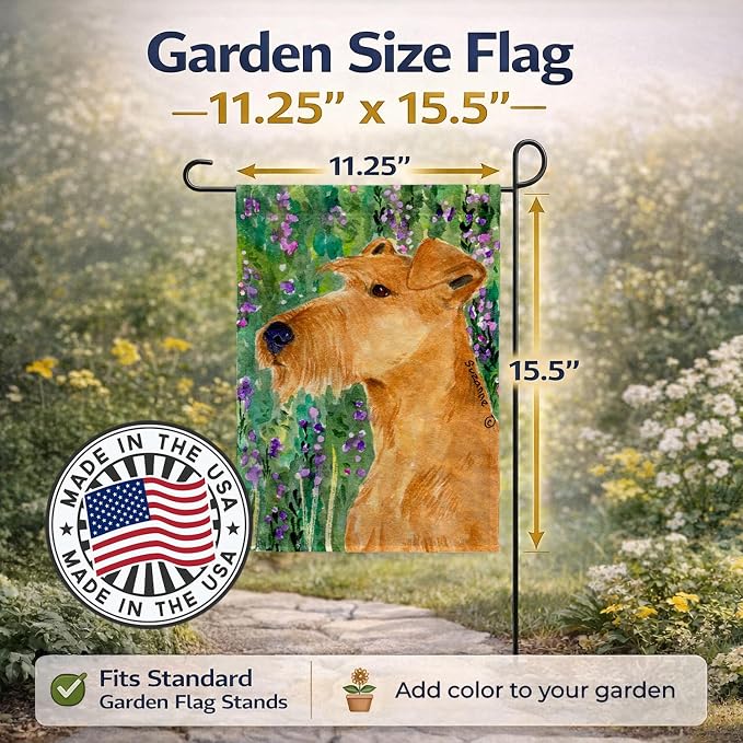 Caroline's Treasures SS1004GF Irish Terrier Garden Flag Mailbox Flag Decorative Yard Flag Banner Outside Patio Artwork Yard Flower Beds, Garden Size, Multicolor