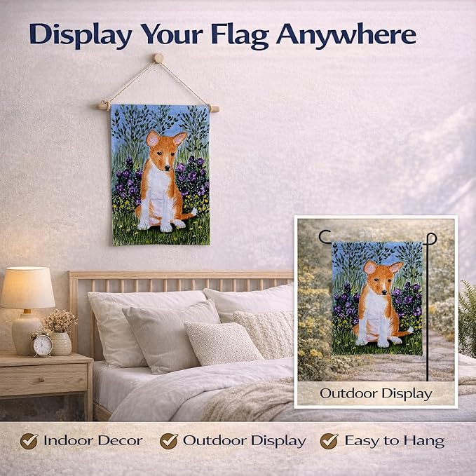 Caroline's Treasures SS8108GF Basenji Garden Flag Mailbox Flag Decorative Yard Flag Banner Outside Patio Artwork Yard Flower Beds, Garden Size, Multicolor