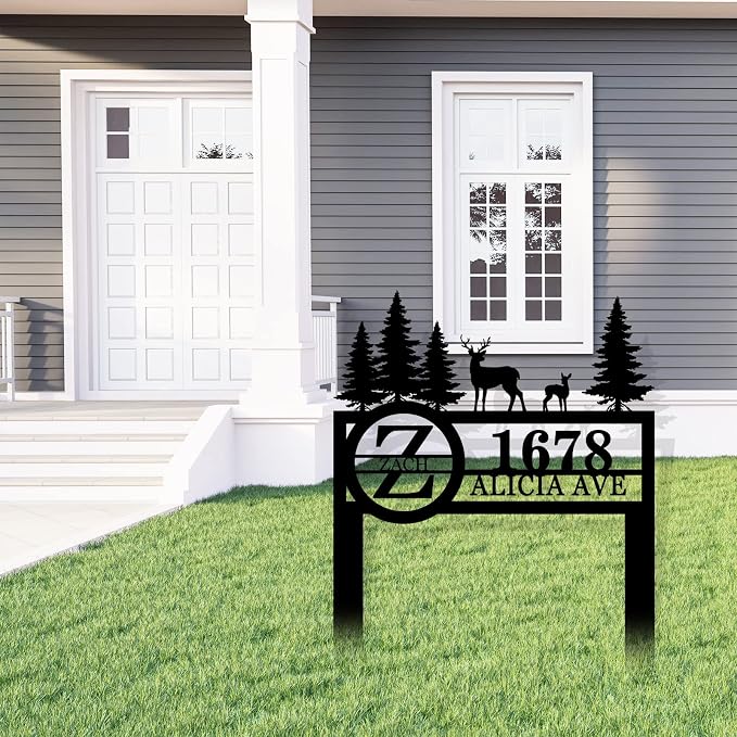 Address Yard Signs with Stakes, Personalized Yard Signs with Stakes, Address Signs for Yard, Address Numbers for House, Custom Metal House Sign, House Number Sign