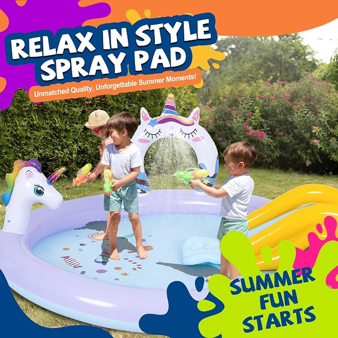 DIMAR GARDEN Inflatable Kids Swimming Pool Water Slide Spray Pool Play Center