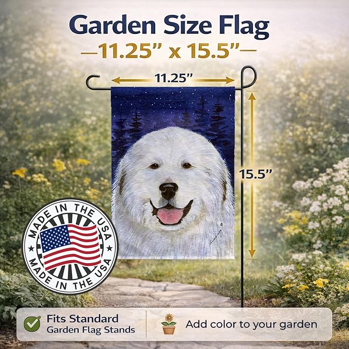 Caroline's Treasures SS8242GF Great Pyrenees Garden Flag Mailbox Flag Decorative Yard Flag Banner Outside Patio Artwork Yard Flower Beds, Garden Size, Multicolor