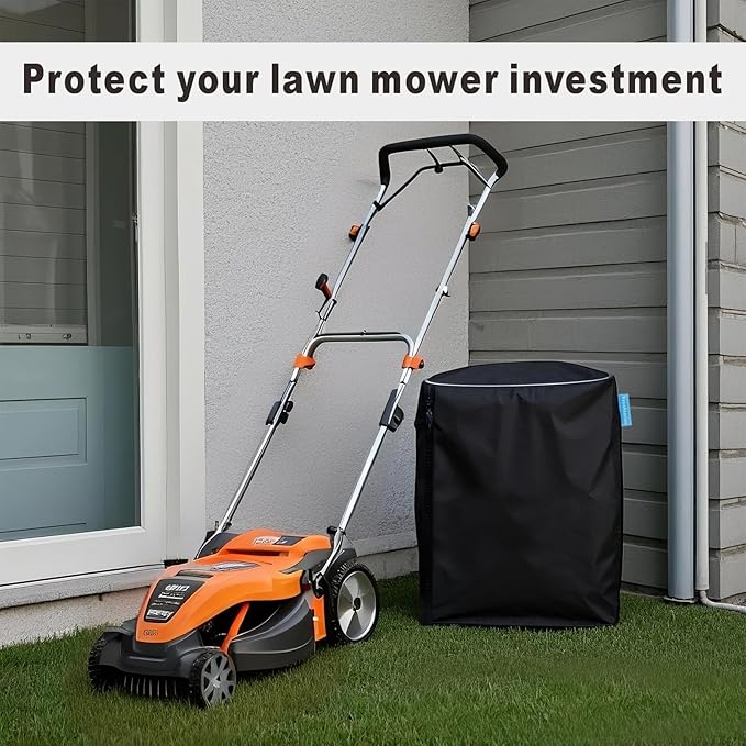 Lawn Mower Cover, Cordless Lawn Mower Storage Cover, Waterproof & Dustrproof, Lawn Mower Accessories, Fits 20-21 in Folding Electric Lawn Mower – All-Weather Protection. (Cover only)